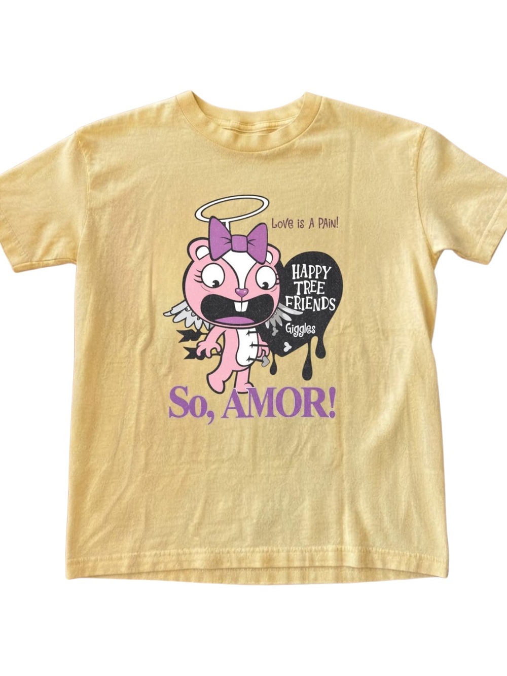 Gildan Happy Tree Friends 'So, Amor!' Yellow Graphic Tee